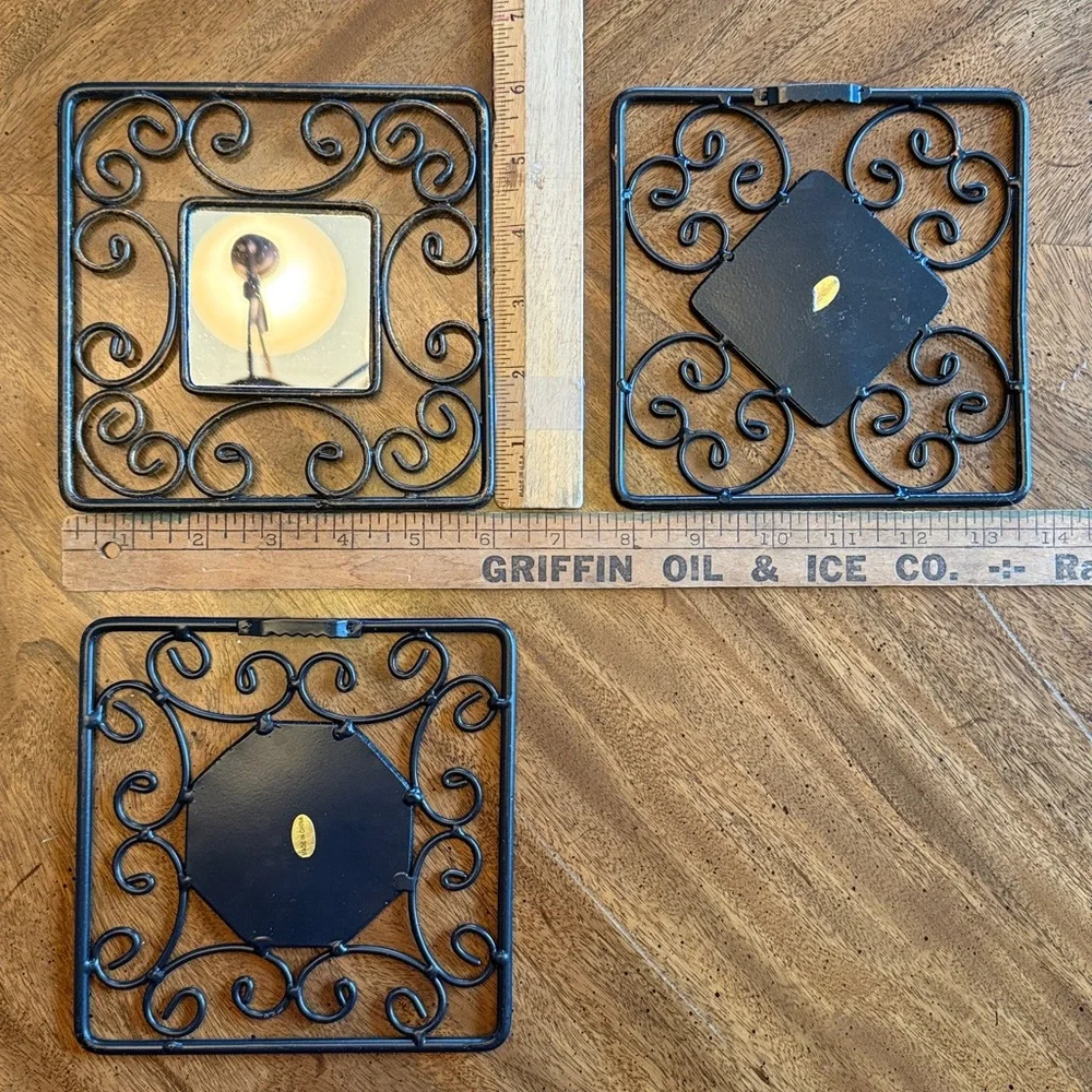 6” x 6” Black Metal Wall Decor Distressed Mirror Set of 3